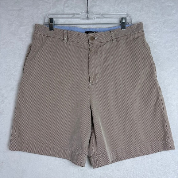 J. Crew Mens Shorts Size 35 Brown Striped Cotton Casual‎ Classic Fit - Picture 1 of 10